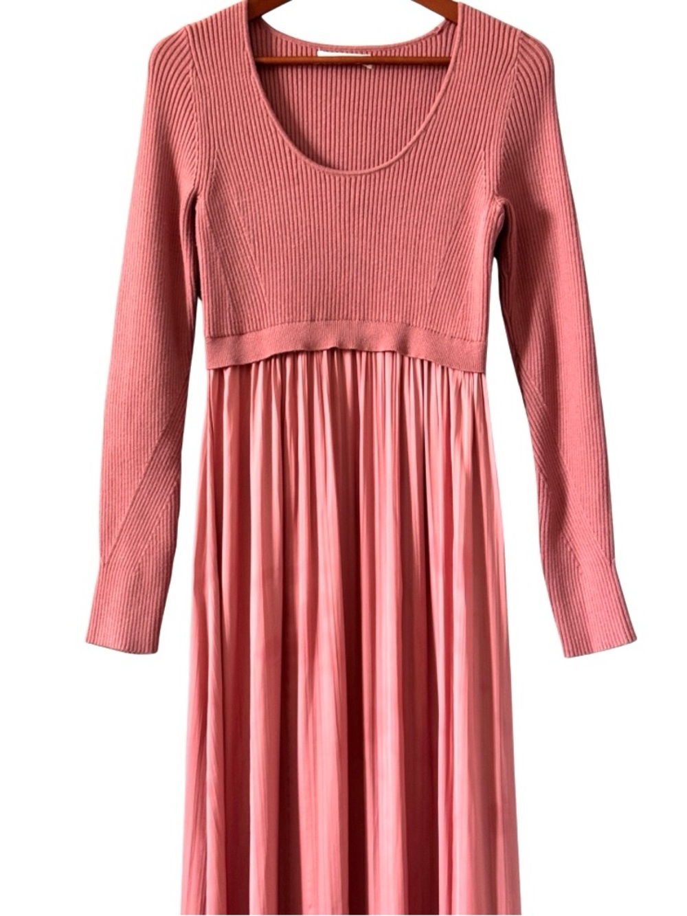 Anthropologie Thea Twofer Sweater Rib-Knit Maxi Dress in Dusty Rose - Picture 10 of 11